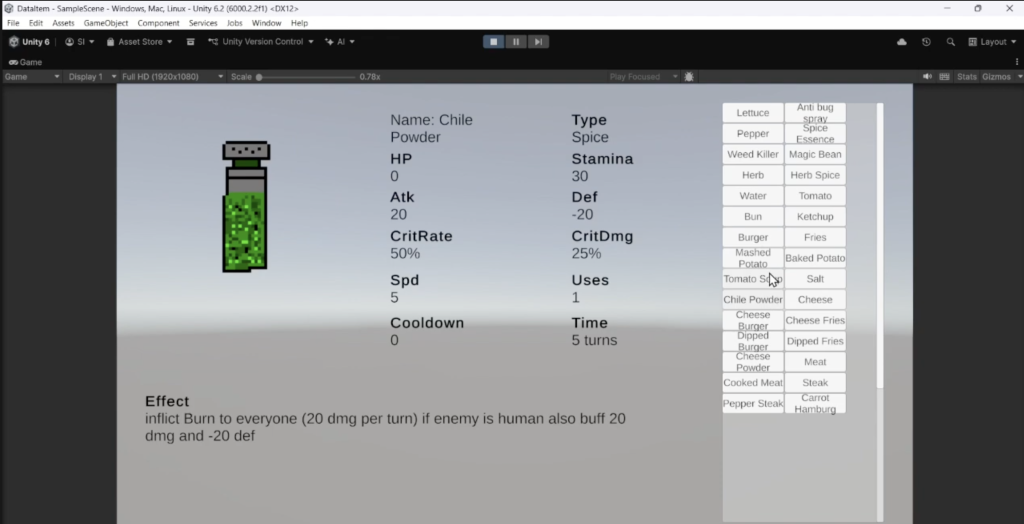 การออกแบบเกมและไอเทมของ 664281122 นายสิทธิศักดิ์ อินทร์สวัสดิ์